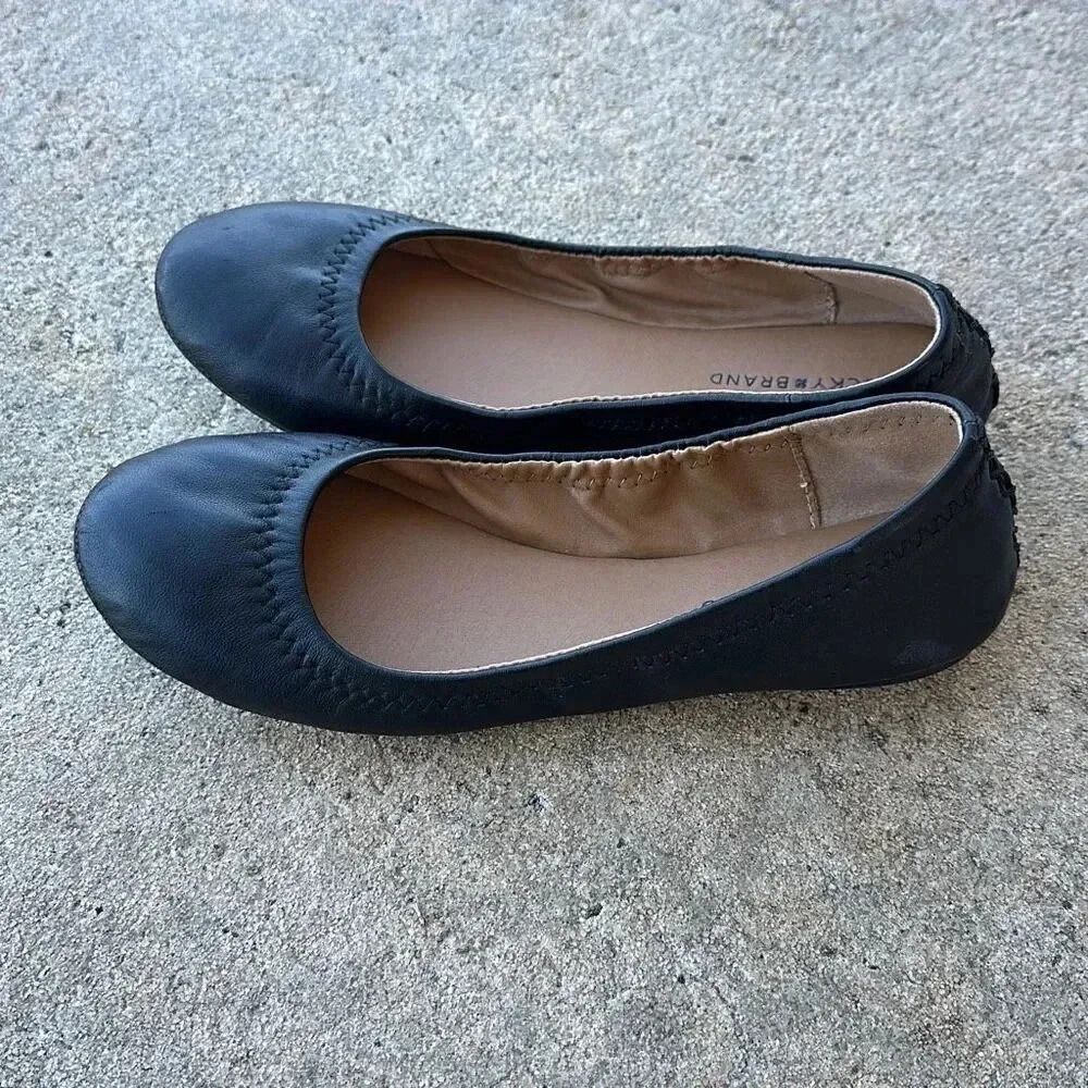 Lucky Brand Leather Black Ballet Flats Women Size 6.5